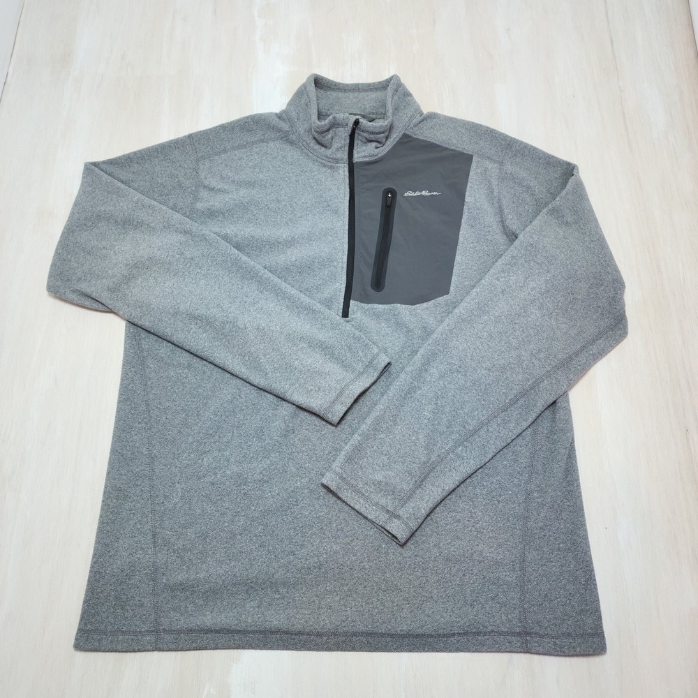 Eddie Bauer First Ascent Mens TXL Gray Quarter Zip Fleece Pullover Jacket